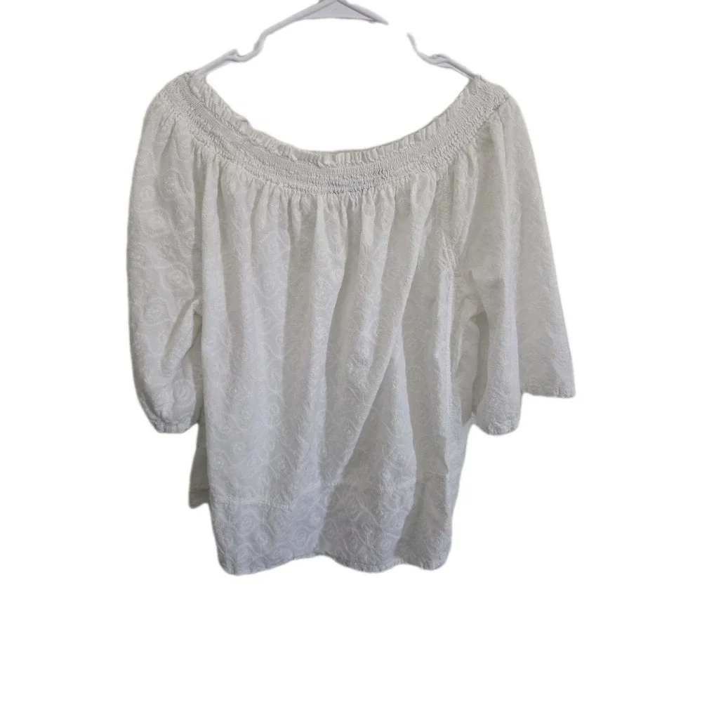 Indigo Rose Women's Flowy Embroidered Smocked Top 2X Sheer Top Festival Boho‎